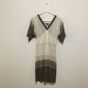 Kimoto Style Sleeve Caramel Holiday Mesh Dress